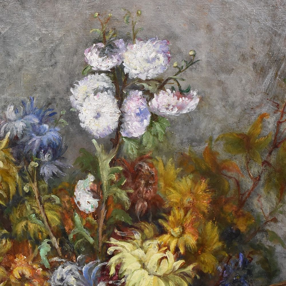 A antique painting oil painting flowers floral canvas paintings 19th century.jpg 